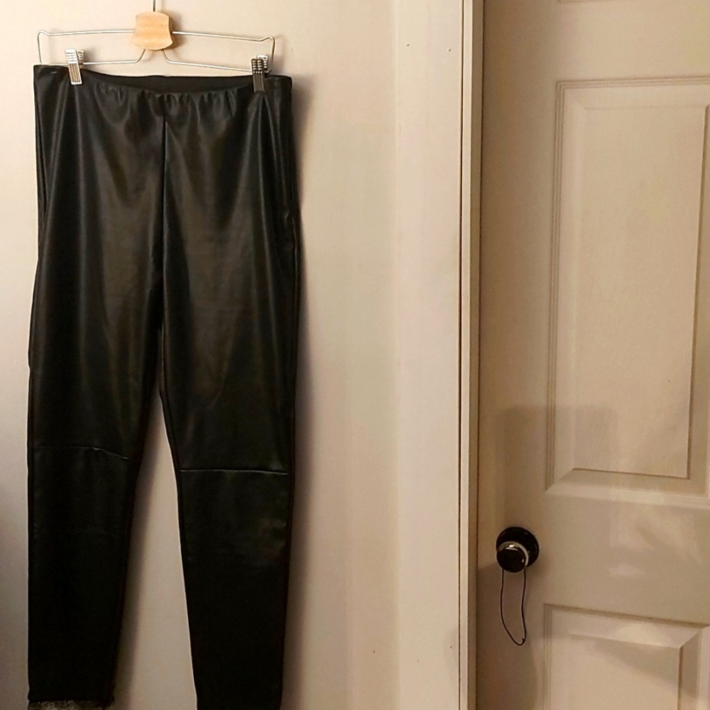 Janina Faux Leather Pants/ Sz L/NWOT/Lace/ Stretchy